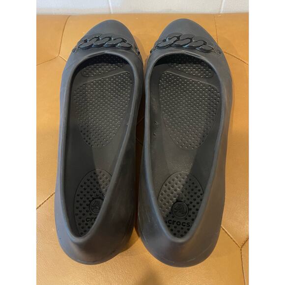 Crocs Gianna Chain‎ Link Black Ballet Flats Slip On Shoes Women's Size 8 - Picture 5 of 7